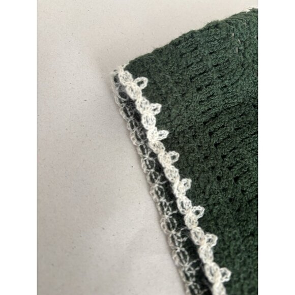 Crochet Knit Green Sleeveless Sweater Floral V-neck Vest Top Small Cropped - Picture 9 of 9